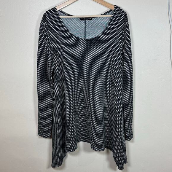 Bryn Walker Black White Polka Dot Asymmetrical Hem Scoop Neck Tunic Top M - Picture 1 of 10